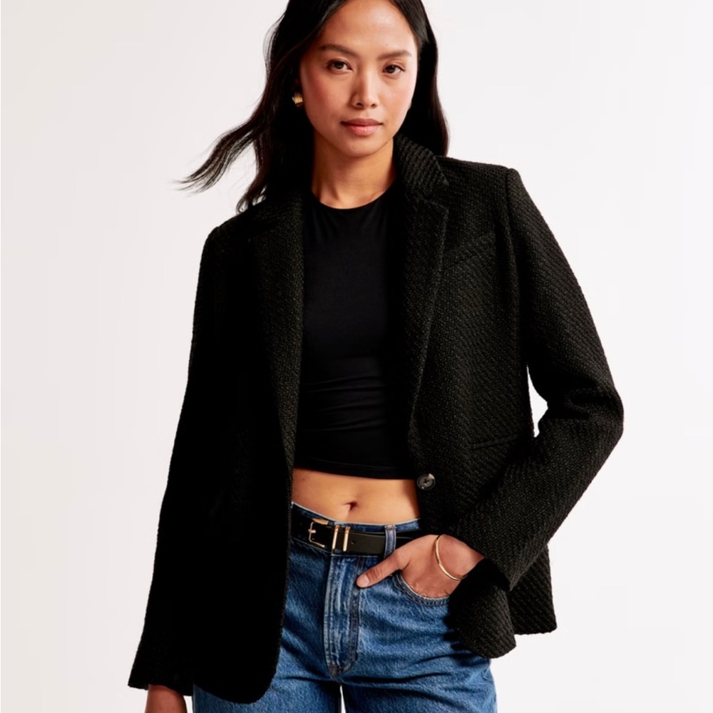 Abercrombie and Fitch Classic Tweed Blazer in Black